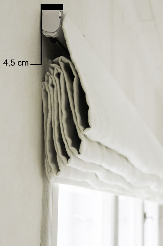 Die Tiefe des Raffrollos Mechanismus Die Tiefe des Raffrollos Mechanismus ist 4.5 cm